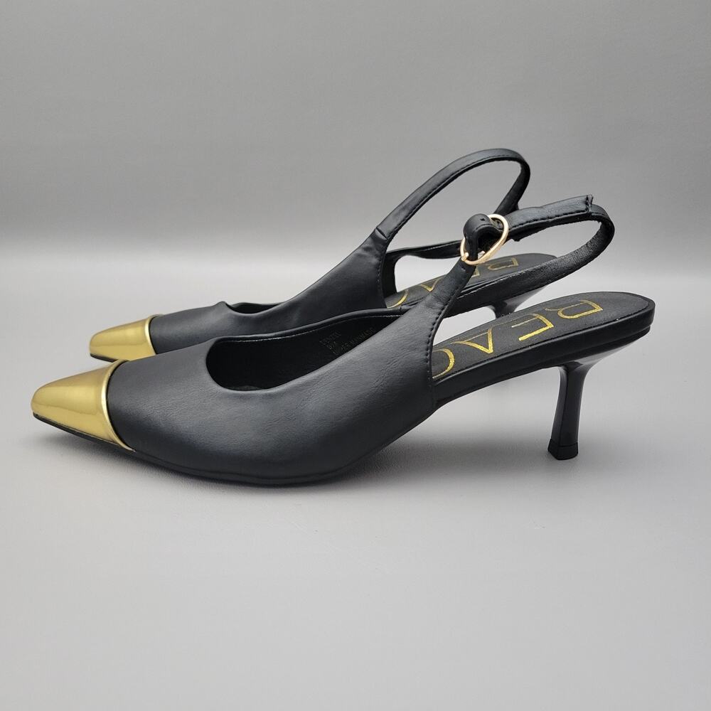 Beach by Matisse slingback pumps pointed gold-plated metal Cap Toe Size 9 - Picture 3 of 10